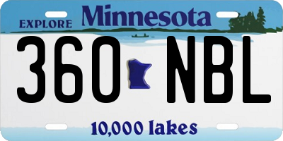 MN license plate 360NBL