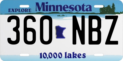MN license plate 360NBZ