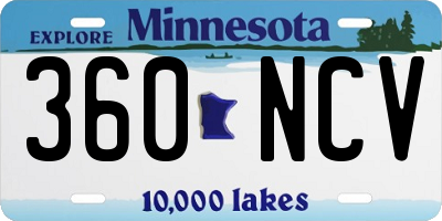 MN license plate 360NCV