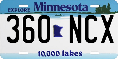 MN license plate 360NCX