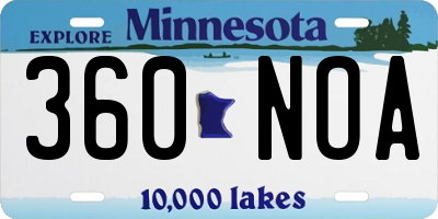 MN license plate 360NOA