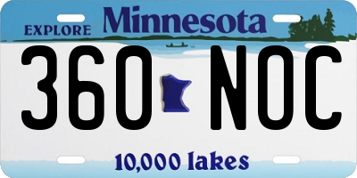 MN license plate 360NOC