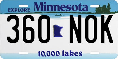 MN license plate 360NOK