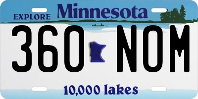 MN license plate 360NOM