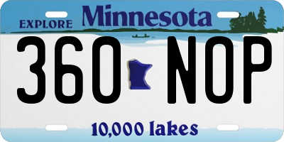 MN license plate 360NOP