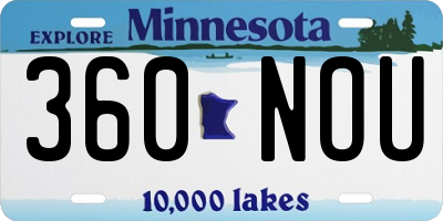 MN license plate 360NOU