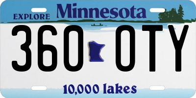MN license plate 360OTY