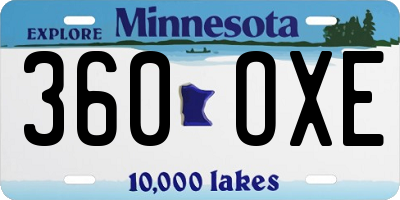 MN license plate 360OXE