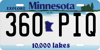 MN license plate 360PIQ
