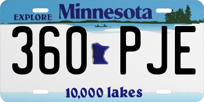 MN license plate 360PJE