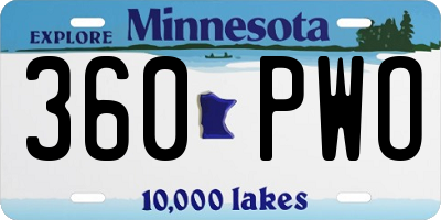 MN license plate 360PWO