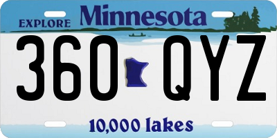 MN license plate 360QYZ