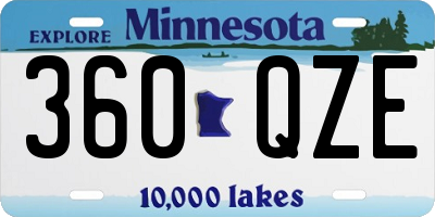 MN license plate 360QZE