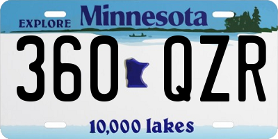 MN license plate 360QZR