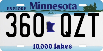 MN license plate 360QZT