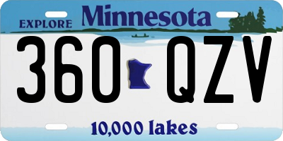 MN license plate 360QZV