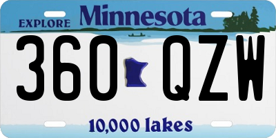 MN license plate 360QZW