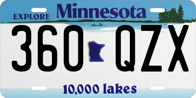 MN license plate 360QZX