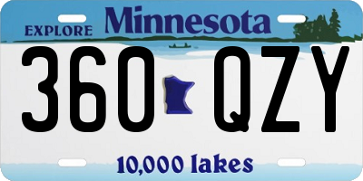 MN license plate 360QZY