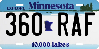 MN license plate 360RAF