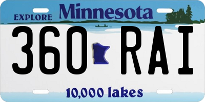 MN license plate 360RAI