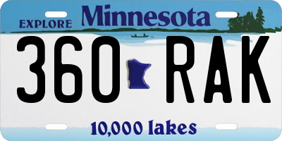 MN license plate 360RAK