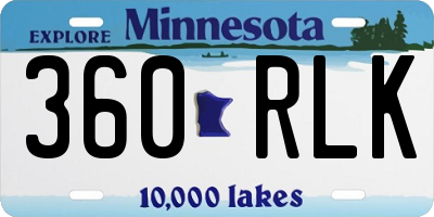 MN license plate 360RLK
