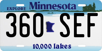 MN license plate 360SEF