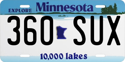 MN license plate 360SUX