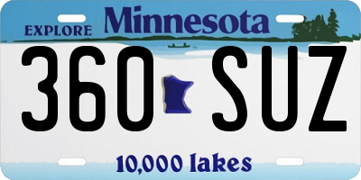 MN license plate 360SUZ