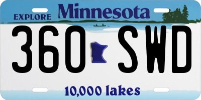 MN license plate 360SWD