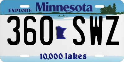 MN license plate 360SWZ