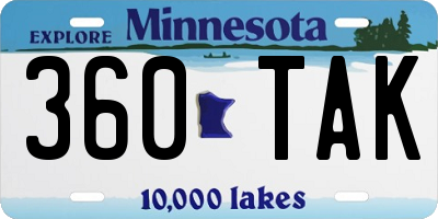 MN license plate 360TAK