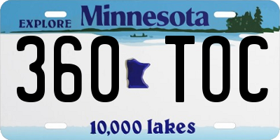 MN license plate 360TOC