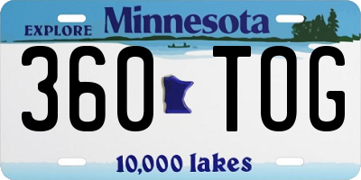 MN license plate 360TOG