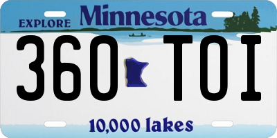 MN license plate 360TOI