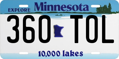 MN license plate 360TOL