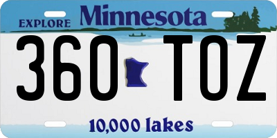 MN license plate 360TOZ