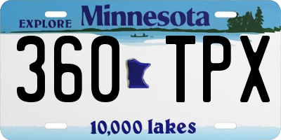 MN license plate 360TPX
