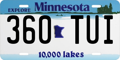 MN license plate 360TUI