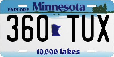 MN license plate 360TUX