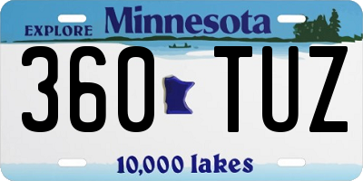 MN license plate 360TUZ