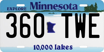 MN license plate 360TWE