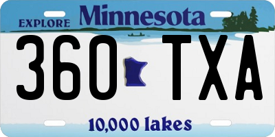 MN license plate 360TXA