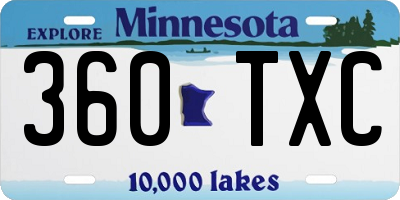 MN license plate 360TXC
