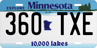 MN license plate 360TXE