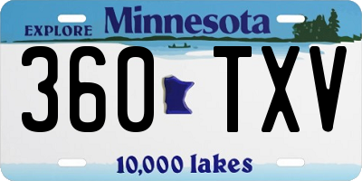 MN license plate 360TXV
