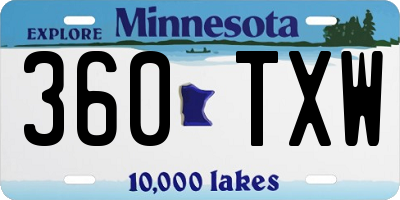 MN license plate 360TXW