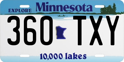 MN license plate 360TXY