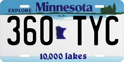 MN license plate 360TYC